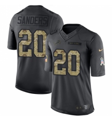 Men's Nike Detroit Lions #20 Barry Sanders Limited Black 2016 Salute to Service NFL Jersey