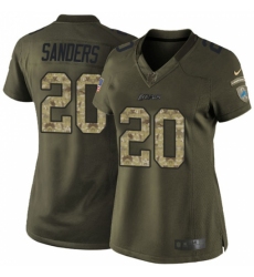 Women's Nike Detroit Lions #20 Barry Sanders Elite Green Salute to Service NFL Jersey
