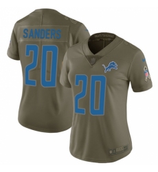 Women's Nike Detroit Lions #20 Barry Sanders Limited Olive 2017 Salute to Service NFL Jersey