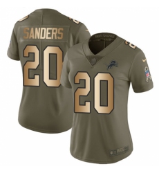 Women's Nike Detroit Lions #20 Barry Sanders Limited Olive/Gold Salute to Service NFL Jersey