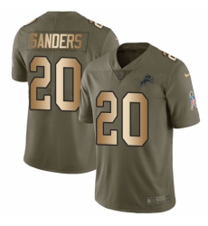 Youth Nike Detroit Lions #20 Barry Sanders Limited Olive/Gold Salute to Service NFL Jersey