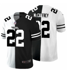 Men's Carolina Panthers #22 Christian McCaffrey Black White Limited Split Fashion Football Jersey