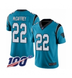 Men's Carolina Panthers #22 Christian McCaffrey Blue Alternate Vapor Untouchable Limited Player 100th Season Football Jersey