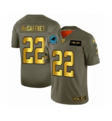 Men's Carolina Panthers #22 Christian McCaffrey Limited Olive Gold 2019 Salute to Service Football Jersey