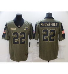 Men's Carolina Panthers #22 Christian McCaffrey Nike Olive 2021 Salute To Service Limited Player Jersey