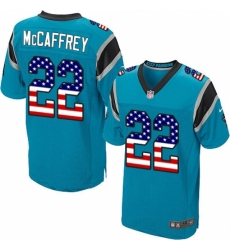Men's Nike Carolina Panthers #22 Christian McCaffrey Elite Blue Alternate USA Flag Fashion NFL Jersey