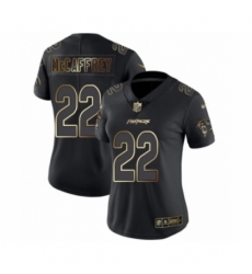 Women's Carolina Panthers #22 Christian McCaffrey Black Gold Vapor Untouchable Limited Football Jersey