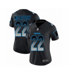 Women's Carolina Panthers #22 Christian McCaffrey Limited Black Smoke Fashion Football Jersey