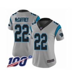 Women's Carolina Panthers #22 Christian McCaffrey Silver Inverted Legend Limited 100th Season Football Jersey