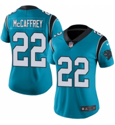 Women's Nike Carolina Panthers #22 Christian McCaffrey Limited Blue Rush Vapor Untouchable NFL Jersey