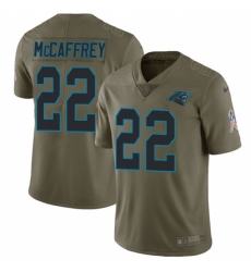 Youth Nike Carolina Panthers #22 Christian McCaffrey Limited Olive 2017 Salute to Service NFL Jersey