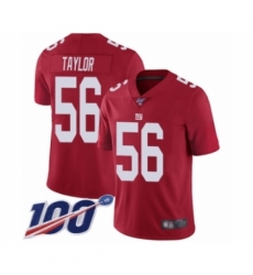 Men's New York Giants #56 Lawrence Taylor Red Limited Red Inverted Legend 100th Season Football Jersey