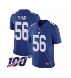 Men's New York Giants #56 Lawrence Taylor Royal Blue Team Color Vapor Untouchable Limited Player 100th Season Football Jersey