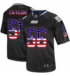 Men's Nike New York Giants #56 Lawrence Taylor Elite Black USA Flag Fashion NFL Jersey