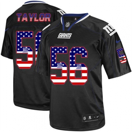 Men's Nike New York Giants #56 Lawrence Taylor Elite Black USA Flag Fashion NFL Jersey Men's Nike New York Giants #56 Lawrence Taylor Elite Black USA Flag Fashion NFL Jersey