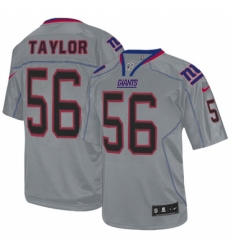Men's Nike New York Giants #56 Lawrence Taylor Elite Lights Out Grey NFL Jersey