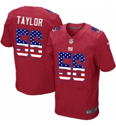 Men's Nike New York Giants #56 Lawrence Taylor Elite Red Alternate USA Flag Fashion NFL Jersey