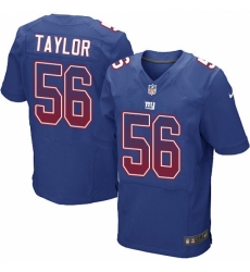 Men's Nike New York Giants #56 Lawrence Taylor Elite Royal Blue Home Drift Fashion NFL Jersey