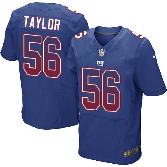 Men's Nike New York Giants #56 Lawrence Taylor Elite Royal Blue Home Drift Fashion NFL Jersey Men's Nike New York Giants #56 Lawrence Taylor Elite Royal Blue Home Drift Fashion NFL Jersey