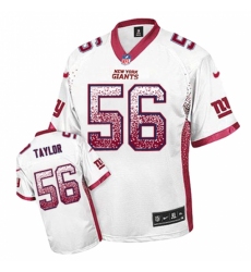 Men's Nike New York Giants #56 Lawrence Taylor Elite White Drift Fashion NFL Jersey