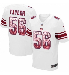 Men's Nike New York Giants #56 Lawrence Taylor Elite White Road Drift Fashion NFL Jersey