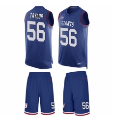 Men's Nike New York Giants #56 Lawrence Taylor Limited Royal Blue Tank Top Suit NFL Jersey