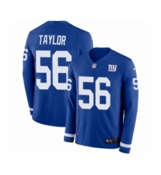 Men's Nike New York Giants #56 Lawrence Taylor Limited Royal Blue Therma Long Sleeve NFL Jersey