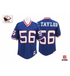 Mitchell and Ness New York Giants #56 Lawrence Taylor Blue Authentic Throwback NFL Jersey