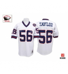 Mitchell and Ness New York Giants #56 Lawrence Taylor White Authentic Throwback NFL Jersey