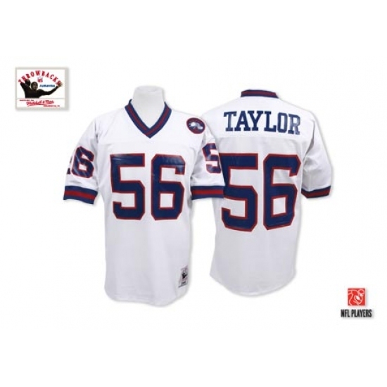 Mitchell and Ness New York Giants #56 Lawrence Taylor White Authentic Throwback NFL Jersey Mitchell and Ness New York Giants #56 Lawrence Taylor White Authentic Throwback NFL Jersey