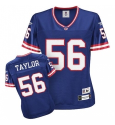 Reebok New York Giants #56 Lawrence Taylor Blue Women's Throwback Team Color Premier EQT NFL Jersey