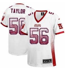 Women's Nike New York Giants #56 Lawrence Taylor Elite White Drift Fashion NFL Jersey
