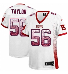 Women's Nike New York Giants #56 Lawrence Taylor Elite White Drift Fashion NFL Jersey