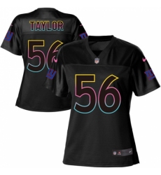 Women's Nike New York Giants #56 Lawrence Taylor Game Black Fashion NFL Jersey