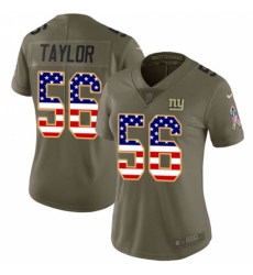 Women's Nike New York Giants #56 Lawrence Taylor Limited Olive/USA Flag 2017 Salute to Service NFL Jersey