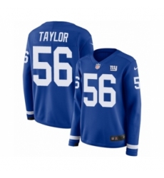 Women's Nike New York Giants #56 Lawrence Taylor Limited Royal Blue Therma Long Sleeve NFL Jersey