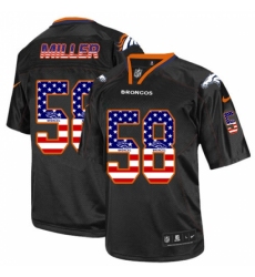 Men's Nike Denver Broncos #58 Von Miller Elite Black USA Flag Fashion NFL Jersey