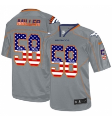 Men's Nike Denver Broncos #58 Von Miller Elite Grey USA Flag Fashion NFL Jersey