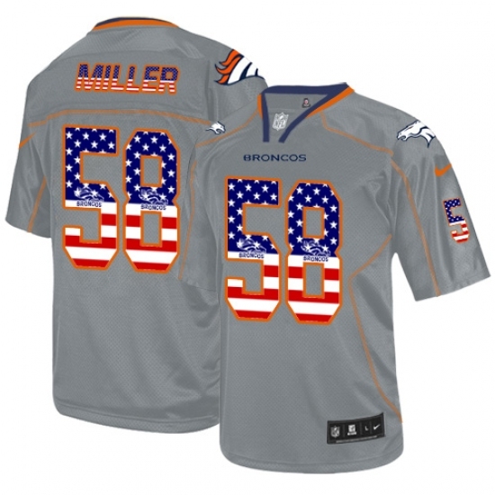 Men's Nike Denver Broncos #58 Von Miller Elite Grey USA Flag Fashion NFL Jersey Men's Nike Denver Broncos #58 Von Miller Elite Grey USA Flag Fashion NFL Jersey