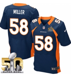 Men's Nike Denver Broncos #58 Von Miller Elite Navy Blue Alternate Super Bowl 50 Bound NFL Jersey