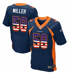 Men's Nike Denver Broncos #58 Von Miller Elite Navy Blue Alternate USA Flag Fashion NFL Jersey