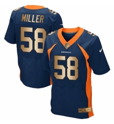 Men's Nike Denver Broncos #58 Von Miller Elite Navy/Gold Alternate NFL Jersey