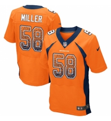 Men's Nike Denver Broncos #58 Von Miller Elite Orange Home Drift Fashion NFL Jersey