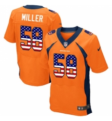Men's Nike Denver Broncos #58 Von Miller Elite Orange Home USA Flag Fashion NFL Jersey