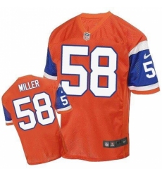 Men's Nike Denver Broncos #58 Von Miller Elite Orange Throwback NFL Jersey