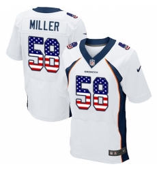 Men's Nike Denver Broncos #58 Von Miller Elite White Road USA Flag Fashion NFL Jersey