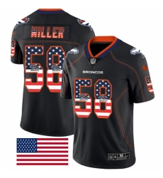 Men's Nike Denver Broncos #58 Von Miller Limited Black Rush USA Flag NFL Jersey
