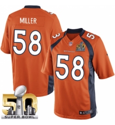 Men's Nike Denver Broncos #58 Von Miller Limited Orange Team Color Super Bowl 50 Bound NFL Jersey