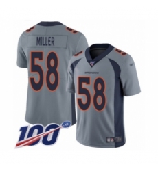 Men's Nike Denver Broncos #58 Von Miller Limited Silver Inverted Legend 100th Season NFL Jersey