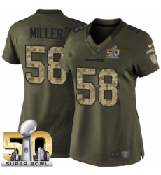 Women's Nike Denver Broncos #58 Von Miller Elite Green Salute to Service Super Bowl 50 Bound NFL Jersey